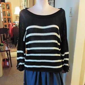 Mine Navy Sweater Navy White Striped Top